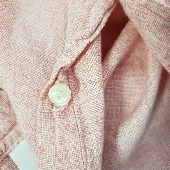 Cremieux Collection Mens Shirt Sz XL Short Sleeve Button Pink Flax Blend Pockets - Picture 11 of 11